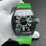QQF Swiss Replica Franck Muller Vanguard V41 Carbon Case Watch with Green Strap 